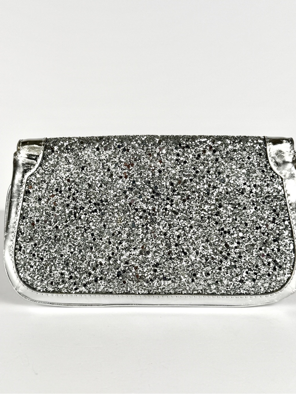 Jimmy Choo Silver Glitter Wristlet / Clutch Evening Bag Full Inclusion - Picture 4 of 16